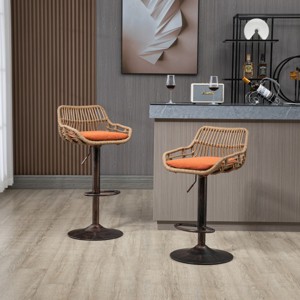 Modern Adjustable Swivel Bar Stools Set of 2, Counter Height Chairs with Linen Upholstery for Kitchen Dining Room-3irtyhousy - 1 of 4