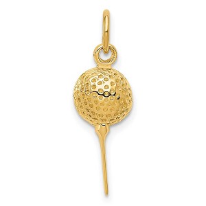 Black Bow Jewelry 14k Yellow Gold Golf Ball on Tee Charm, 7mm - 1 of 4