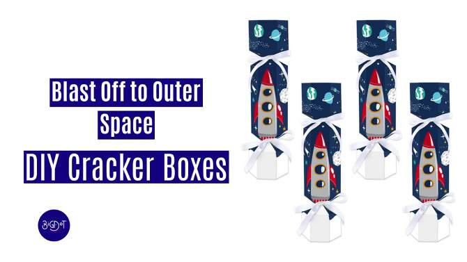 Big Dot of Happiness Blast Off to Outer Space - No Snap Rocket Ship Baby Shower or Birthday Party Table Favors - DIY Cracker Boxes - Set of 12, 2 of 10, play video