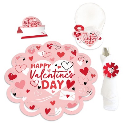 Big Dot of Happiness Happy Valentine’s Day - Valentine Hearts Party Paper Charger and Table Decorations - Chargerific Kit - Place Setting for 8