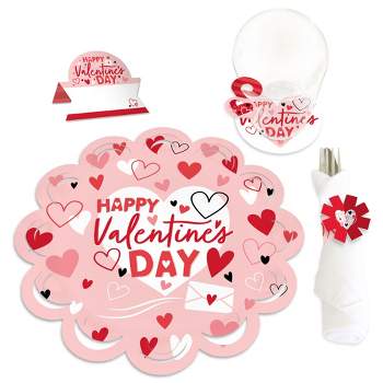 Big Dot of Happiness Happy Valentine’s Day - Valentine Hearts Party Paper Charger and Table Decorations - Chargerific Kit - Place Setting for 8