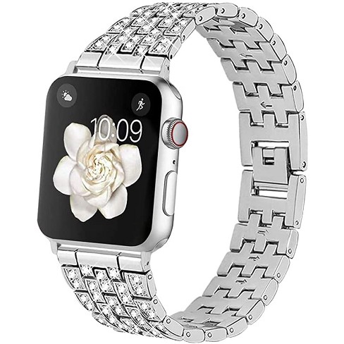 Worryfree Gadgets Metal Bling Fashion Band for Apple Watch 38/40/41mm,  42/44/45mm iWatch Band Series 8 7 6 5 4 3 2 1 & SE - 42/44/45mm - Silver