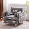 Fabric Decorative Chair Armchair Single Sofa Leisure Club Chair with Solid Wooden Legs and 2 Cushions, 2.85Feet - 3 of 3