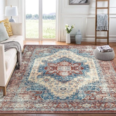 Washable Area Rug 5x7 Non-Slip Soft Rugs for Living Room Vintage Non-Shedding Accent Carpet Low Pile