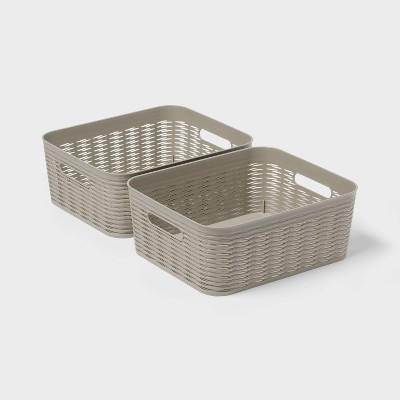 2pk Wave Medium Decorative Basket Gray - Brightroom™