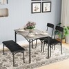 Dining Table Set for 4, Kitchen Table with Upholstered Bench and Chairs, Metal Frame Rectangular Dinette Table and Chairs Set - 2 of 4