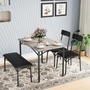 Dining Table Set for 4 with Upholstered Bench and 2 Chairs, Kitchen Table and Chairs for 4 - 1 of 4