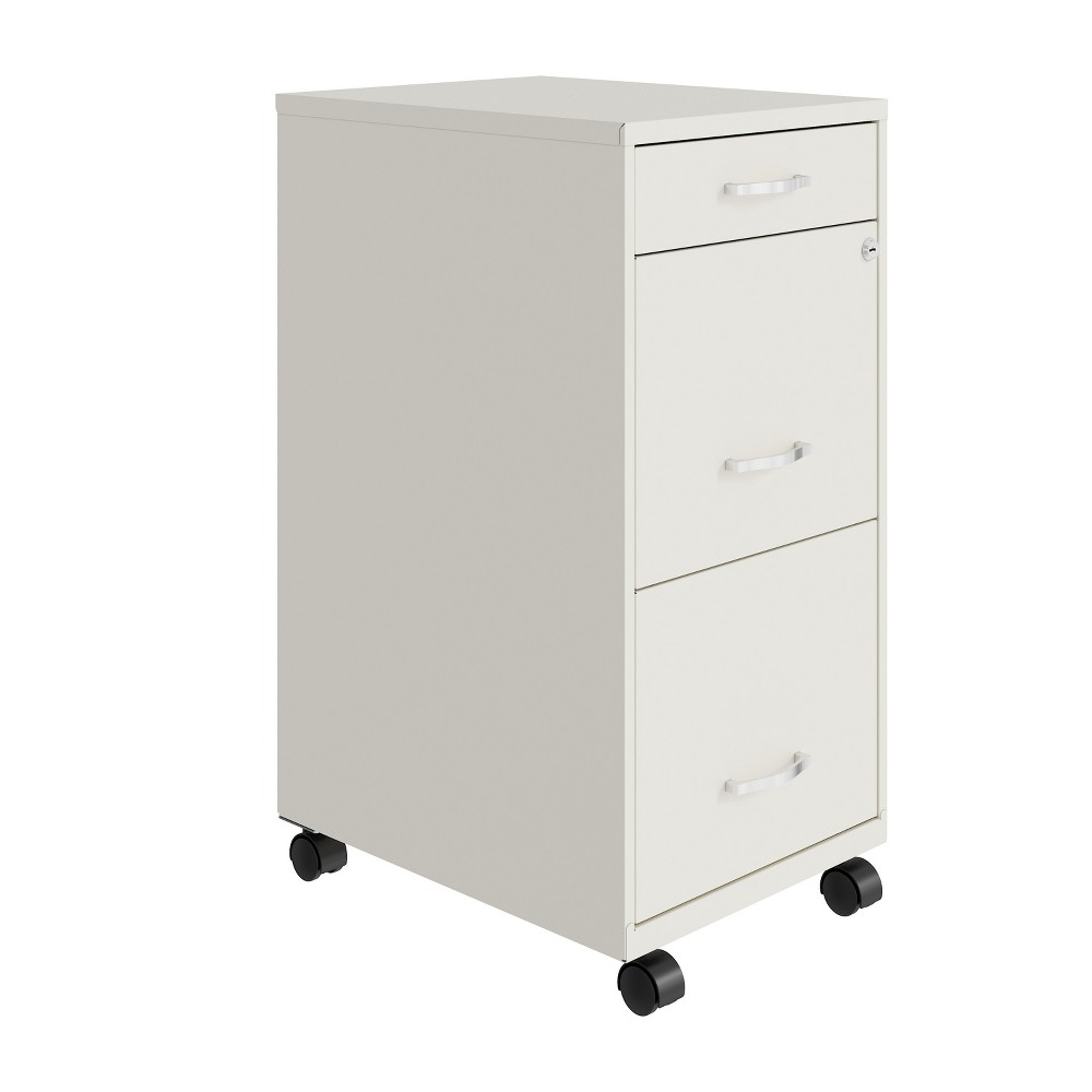 Space Solutions 18" Deep 3 Drawer Mobile Letter Width Vertical File Cabinet Pearl White