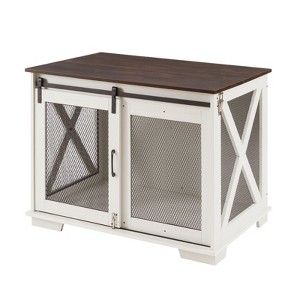 AZL1 Life Concept Pet Crates and Houses Farmhouse Wooden Dog Crate with Sliding Barn Door for Small Medium Large Dogs, White, 40.94"*30.51"*6.69" - 1 of 4