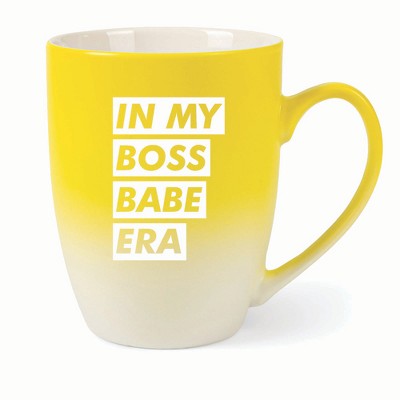 Elanze Designs In My Boss Babe Era Two Toned Ombre Matte 10 ounce New Bone China Coffee Tea Cup Mug For Your Favorite Morning Brew, Yellow and White