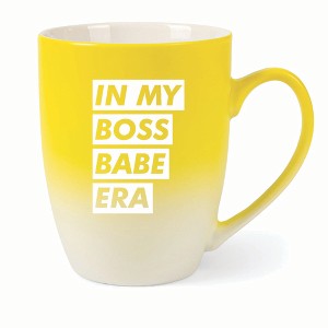 Elanze Designs In My Boss Babe Era Two Toned Ombre Matte 10 ounce New Bone China Coffee Tea Cup Mug For Your Favorite Morning Brew, Yellow and White - 1 of 4