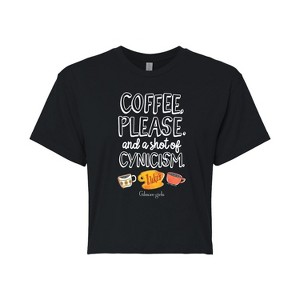 Women's - Gilmore Girls - Coffee And Cynisism Cropped Graphic T-Shirt - 1 of 4
