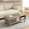 39.4" Coffee Table with Storage and Study Wood Legs, 2-Tier Rectangle Design for Living Room - 3 of 4