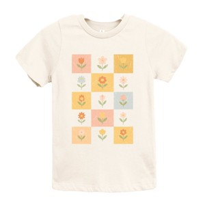 The Juniper Shop Checkered Floral Chart Youth Short Sleeve Tee - S - Cream - 1 of 4