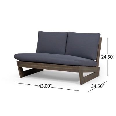 Gray Acacia Wood Outdoor Loveseat with Dark Gray Cushions