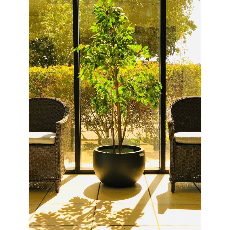 13&#34; Kante Lightweight Outdoor Concrete Bowl Planter Charcoal Black - Rosemead Home &#38; Garden, Inc., 4 of 11