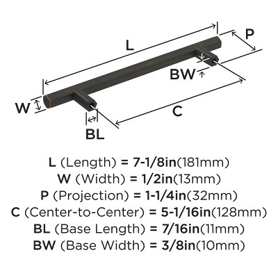 Oil Rubbed Bronze Modern Cabinet Bar Pull with Mounting Hardware