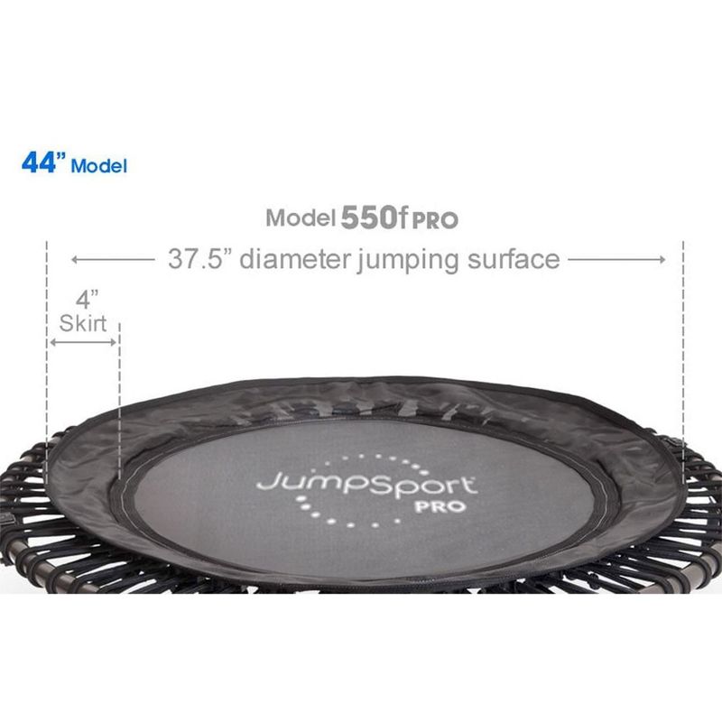 JumpSport 550f PRO Indoor Heavy Duty Lightweight 44 Inch Folding Fitness Trampoline with Arched Legs and 7 Adjustable Tension Settings, Black, 2 of 7