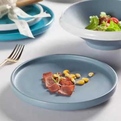 AOSTIRMOTOR Matte Wedding Hall Glazed Color Round Plates Porcelain Dinnerware Set