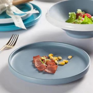 AOSTIRMOTOR Matte Wedding Hall Glazed Color Round Plates Porcelain Dinnerware Set - 1 of 1