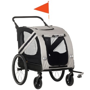 2-in-1 Pet Bike Trailer for Small Dogs, Road-Visibility Dog Stroller Bicycle Carrier, Weather-Strong Bike Wagon Trailer Sidecar Attachment - 1 of 4