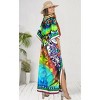 LA LEELA Women's House Daily Routine Evening Wear Loungewear Cover Up Slit Dress Long Home Wear Maxi Dresses Caftans for Women 2X-3X Multi Abstract - 3 of 4