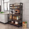 ORRD Kitchen Bakers Rack with Hutch, 32” 5-Tier Microwave Stand with Shelves & Hooks, Rustic Brown Freestanding Storage Organizer - 2 of 4