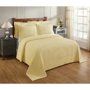 Set of 3 King Jullian Collection 100% Cotton Tufted Unique Luxurious Bold Stripes Design Bedspread Set Yellow - Better Trends - 1 of 4