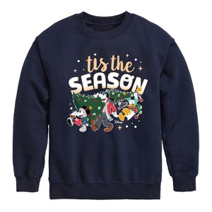 Boys' - Disney - Mickey and Friends Tis The Season Christmas Graphic Long Sleeve Fleece Sweatshirt - 1 of 4