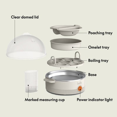 Oatmilk 7-Egg Capacity Electric Egg Cooker with Clear Lid