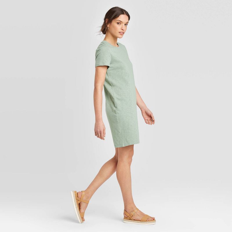 Women&#39;s Short Sleeve T-Shirt Dress - Universal Thread&#8482; Green L, 3 of 4