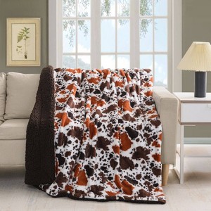50"x60" Printed Fur to Faux Shearling Textured Throw Blanket - Sutton Home Fashions - 1 of 4