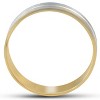 Pompeii3 14K Gold Two Tone Flat Wedding Band 6mm Brushed White & Yellow Mens RIng - 3 of 4