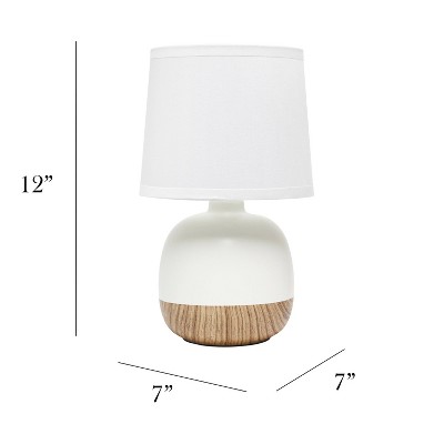 Light Wood and White Ceramic Gourd Table Lamp with Fabric Shade