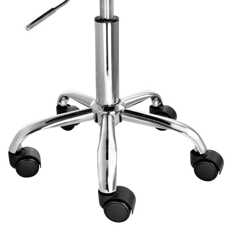 Elama Faux Leather Adjustable Backless Rolling Stool in Black with Chrome Base, 3 of 7