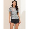 Allegra K Women's Party Metallic Short Sleeve Textured Shiny T-shirts - 2 of 4