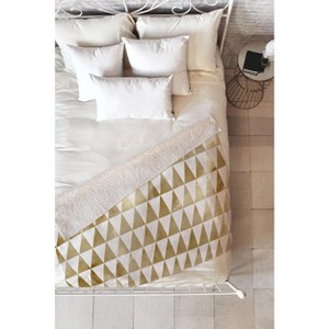 Georgiana Paraschiv Triangle Pattern Gold Sherpa Fleece Blanket - Deny Designs - 1 of 2