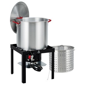 Acekool 100Qt Seafood Boil Pot & Propane Burner, Outdoor Aluminum Stock Pot Kit with Strainer Basket - 1 of 4