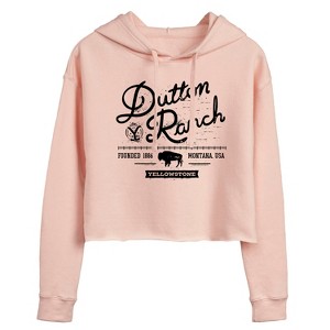 Women's - Yellowstone - Dutton Ranch Logo Scene Cropped Graphic Hoodie - 1 of 4