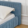 Chenille Grounded Bed Frame with Thickness Headboard, Pleated Design Upholstered Bed with Solid Wood Frame for Bedroom, No Box Spring Needed - 3 of 4