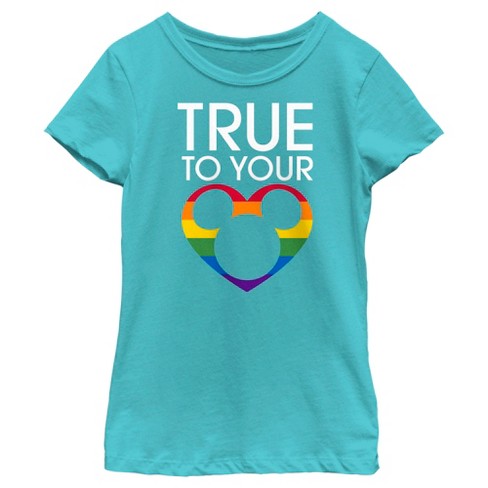 Kids Disney Mickey Be True To Yourself Pride T-shirt - Tahiti Blue ...