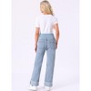 INSPIRE CHIC Women's Pregnant Cuffed Hem High Rise Straight Leg Denim Maternity Jeans Pant - 4 of 4