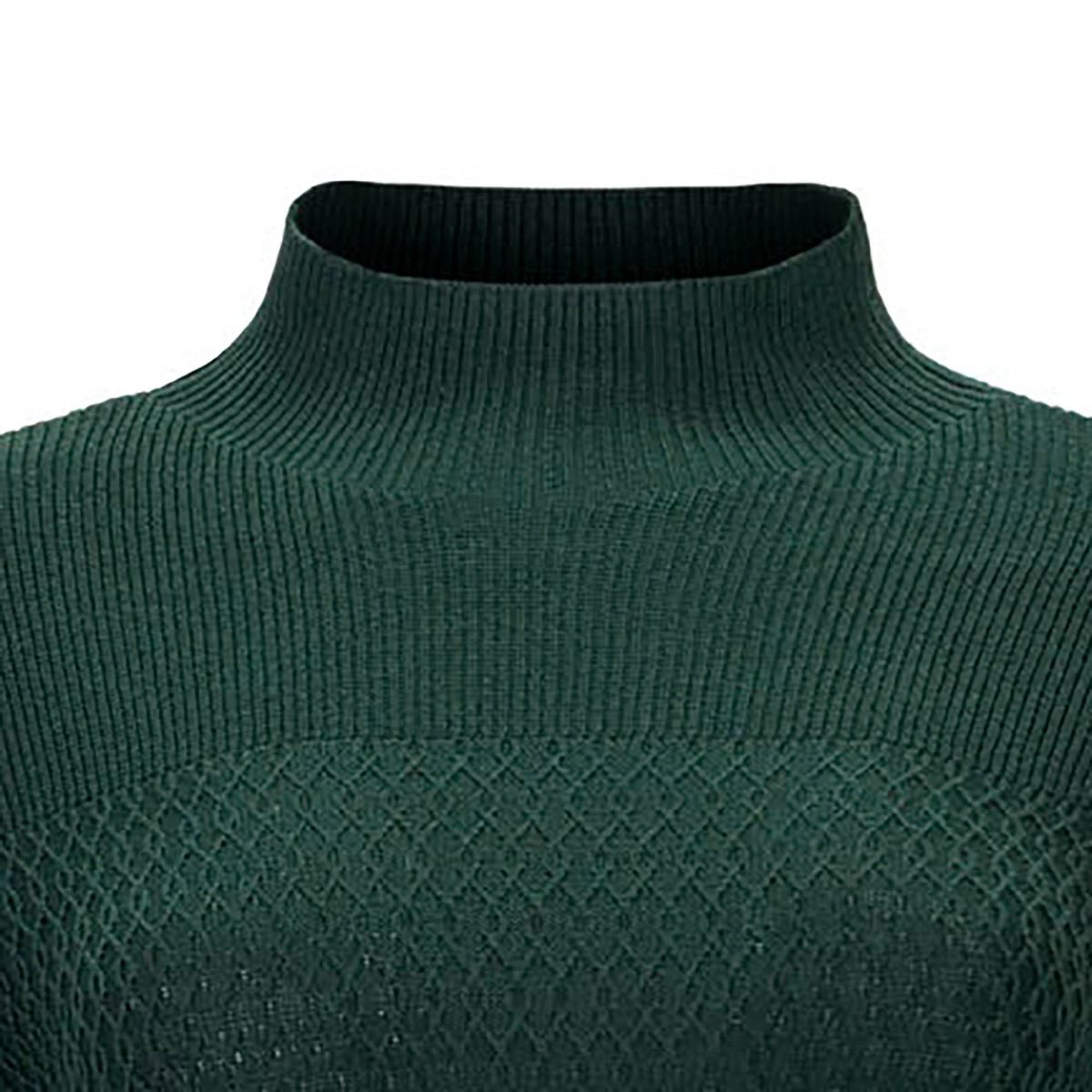Hope & Henry Women's Organic Mock Neck Bodice Stitch Sweater Dress, Deep Green, 2 - thumbnail 6