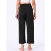 INSPIRE CHIC Women's Wide Leg High Waist Ribbed Knit Casual Bottoms Drawstring Palazzo Pants - 4 of 4