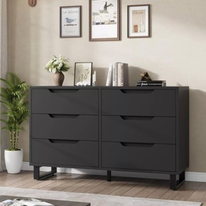 6 Dresser For Bedroom, 47.2" Wide Dresser, Freestanding Vertical Drawer Cabinet With Storage, Wooden Closet Storage Chest For Living Room - 1 of 4