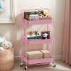 Fortune Candy Foldable 3-Tier Rolling Utility Cart, No-Assembly Multipurpose Storage Organizer with Handle for Home or Office - 2 of 4