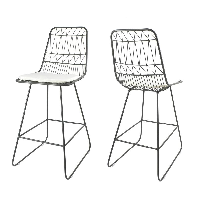 Set of 2 Walcott Modern Iron Counter Height Barstools - Christopher Knight Home, 1 of 6