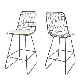 Set of 2 Walcott Modern Iron Counter Height Barstools - Christopher Knight Home