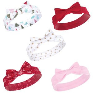 Hudson Baby Infant Girl Cotton Headbands 5pk, Sparkle Trees, 0-24 Months - 1 of 1