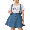 Agnes Orinda Women's Plus Size Adjustable Strap Suspender Cross Back Mini Denim A-Line Jean Skirts - 2 of 4
